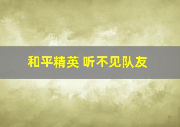 和平精英 听不见队友